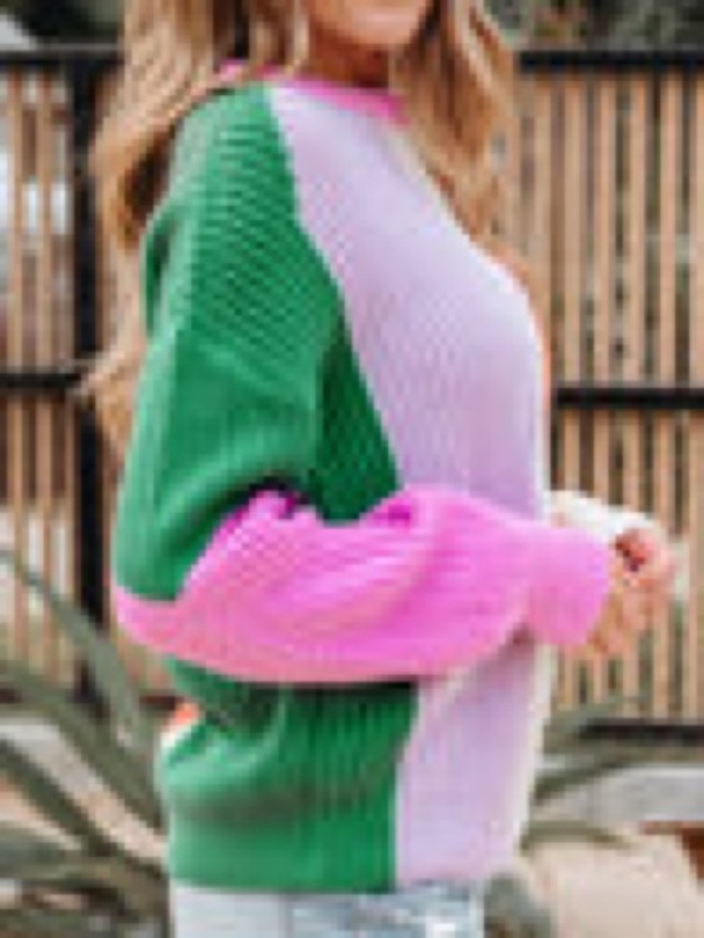NWT Oversized Color Block Soft Cozy Knit Sweater Top size medium - Picture 3 of 14